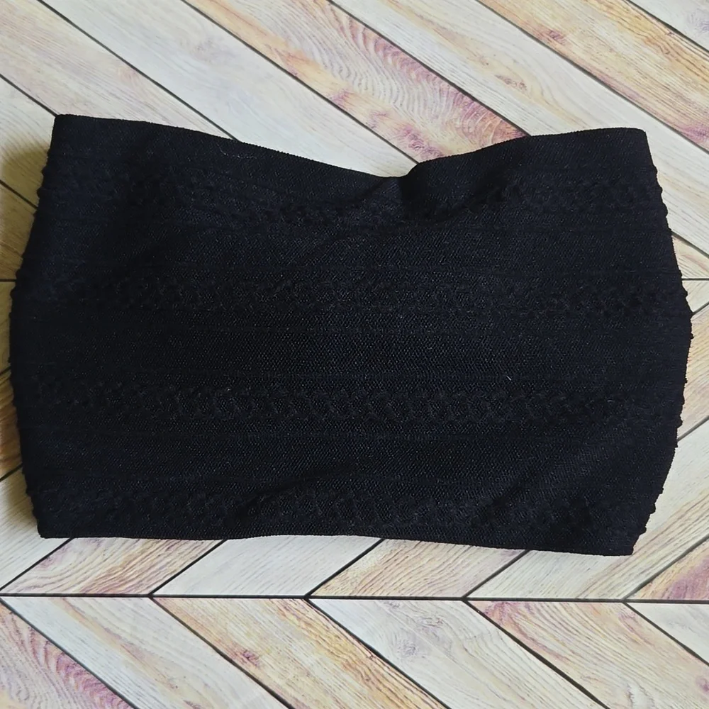 Boho Bowknot Black Headband Cable Knit Baby Girl Nylon Kids Bow Hair Band